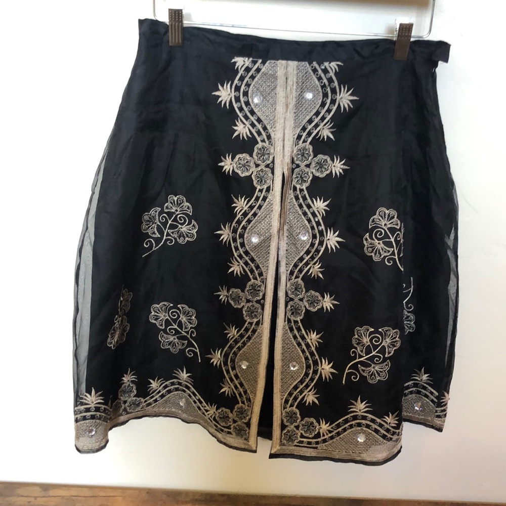 Carole Little Silk embellished skirt
